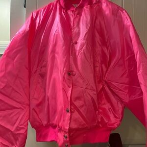 Vibrant Pink Satin Bomber Jacket